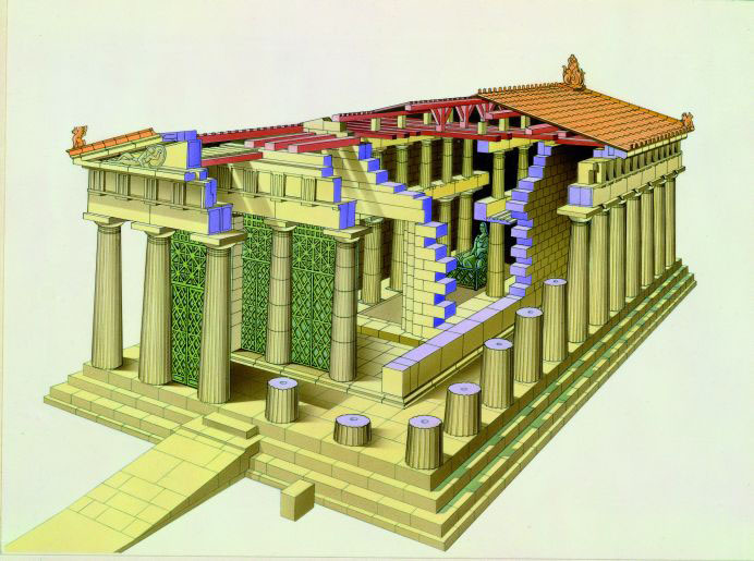 Assonometria del Tempio di Egina