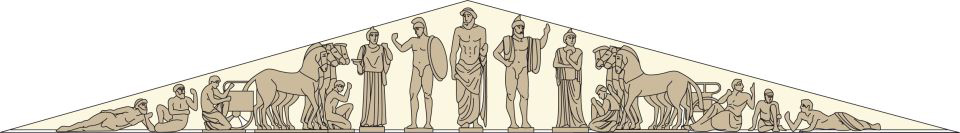 Tempio di Zeus a Olimpia, ricostruzione del frontone orientale