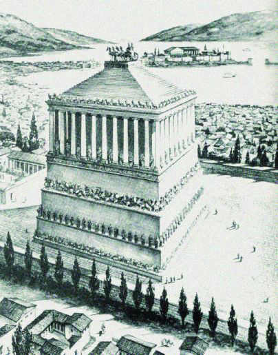 Disegno ricostruttivo del Mausoleo di Alicarnasso