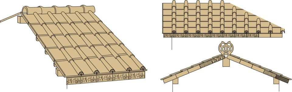 Ricostruzione della copertura a tegole delle case di Acquarossa (Viterbo)