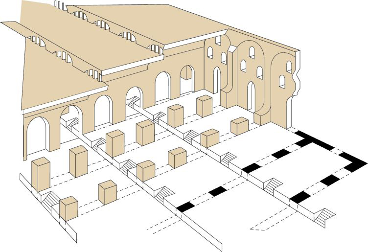 Disegno ricostruttivo della Porticus Aemilia