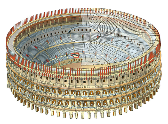 Disegno ricostruttivo del Colosseo