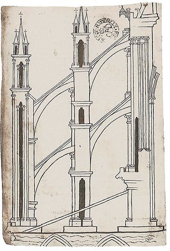 Schizzo degli archi rampanti della Cattedrale di Reims