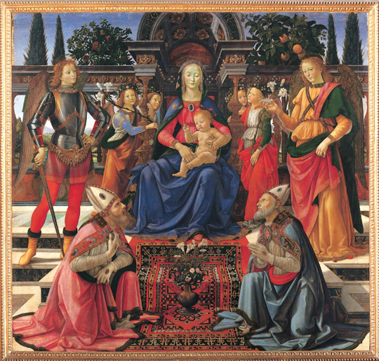 Madonna col Bambino in trono tra quattro angeli e i santi Michele, Raffaele, Giusto e Zanobi