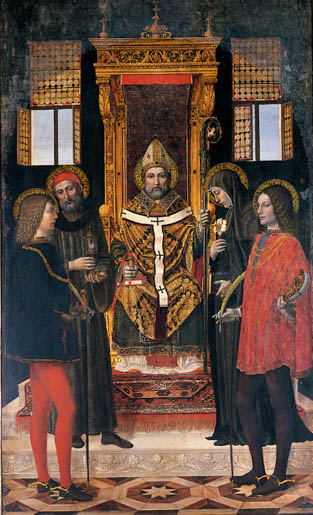 Sant’Ambrogio in trono e quattro santi