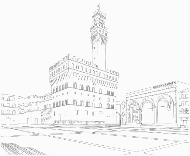 Tavoletta prospettica brunelleschiana con Piazza della Signoria nella ricostruzione di Filippo Camerota