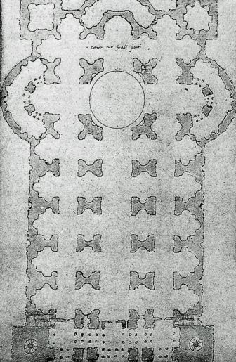Pianta della Basilica di San Pietro secondo il progetto di Bramante e Raffaello dal Terzo Libro di Sebastiano Serlio