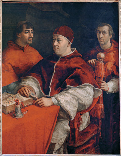 Ritratto di Leone X con i cardinali Giulio de’ Medici e Luigi de’ Rossi