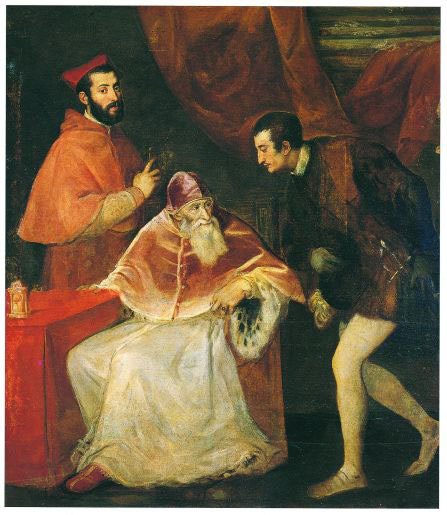 Ritratto di Paolo III con i nipoti Alessandro e Ottavio Farnese