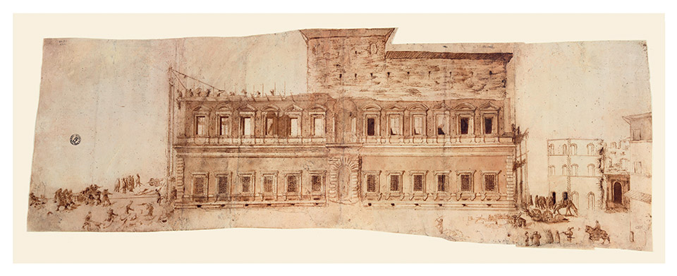 Veduta di Palazzo Farnese in costruzione