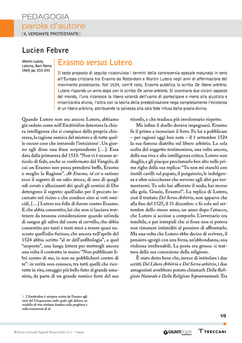 Lucien Febvre, Erasmo versus Lutero