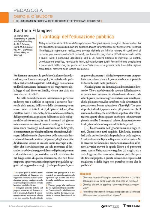 Gaetano Filangieri, I vantaggi dell’educazione pubblica