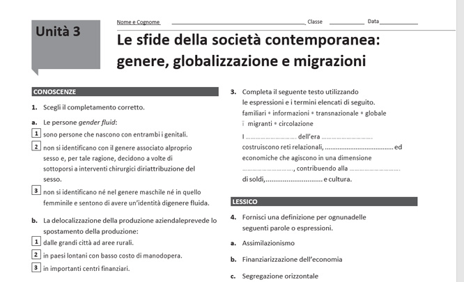 SOCIOLOGIA - Le sfide della società contemporanea: genere, globalizzazione e migrazioni
