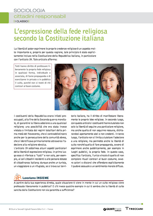 L'espressione della fede religiosa secondo la Costituzione italiana