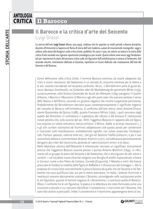 Il Barocco e la critica d'arte del Seicento (L. Grassi)