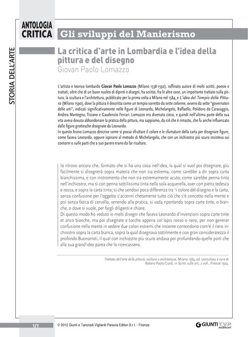 La critica d'arte in Lombardia e l'idea... (G. P. Lomazzo)