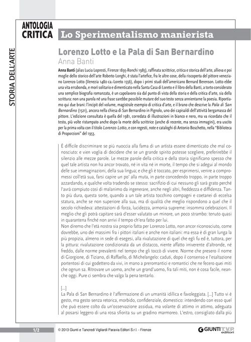 Lorenzo Lotto e la Pala di San Bernardino (A. Banti)