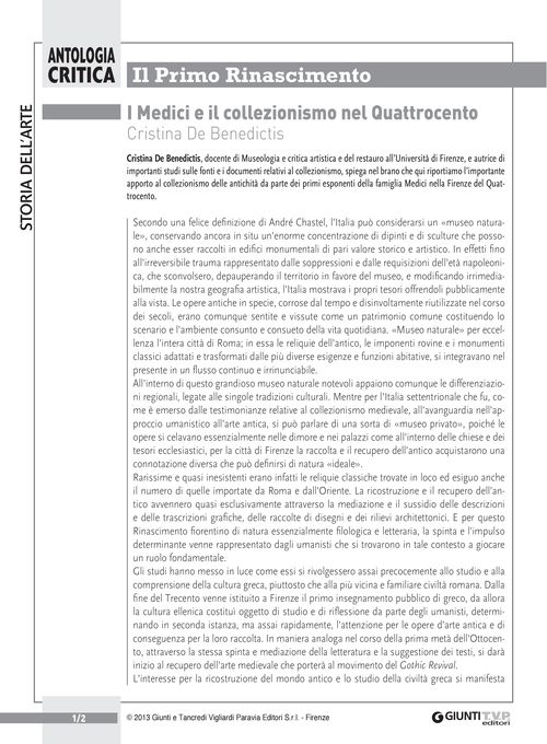 I Medici e il collezionismo nel Quattrocento (C. De Benedictis)