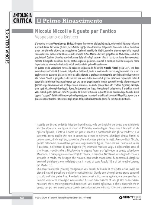 Niccolò Niccoli e il gusto per l'antico (V. da Bisticci)