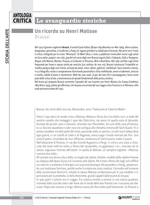 Un ricordo su Henri Matisse (Brassaï)