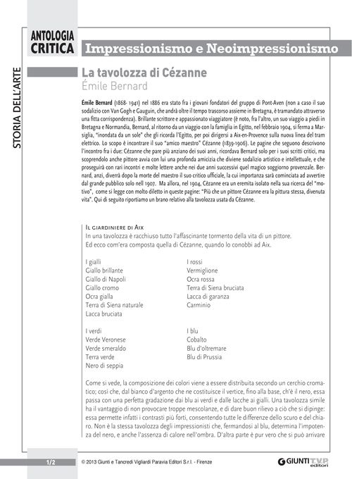 La tavolozza di Cézanne (E. Bernard)