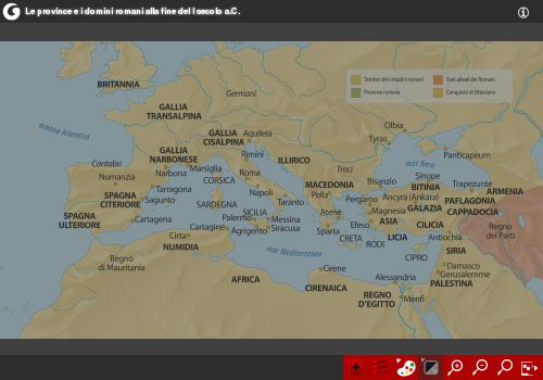 Le province e i domini romani alla fine del I secolo a.C.