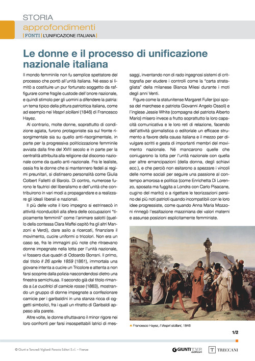 Le donne e il processo di unificazione nazionale italiana