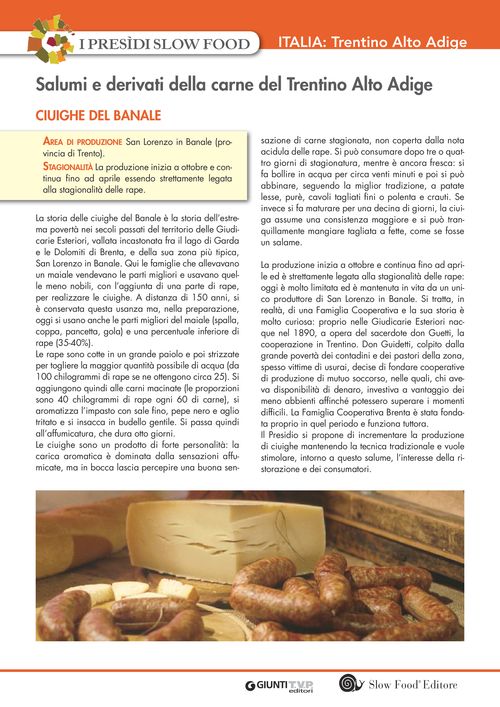 I presìdi Slow Food in Italia: salumi e derivati della carne del Trentino Alto Adige