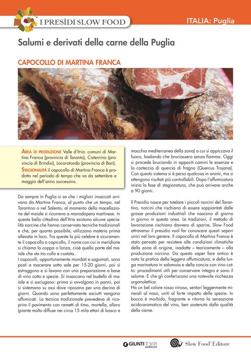 I presìdi Slow Food in Italia: salumi e derivati della carne della Puglia