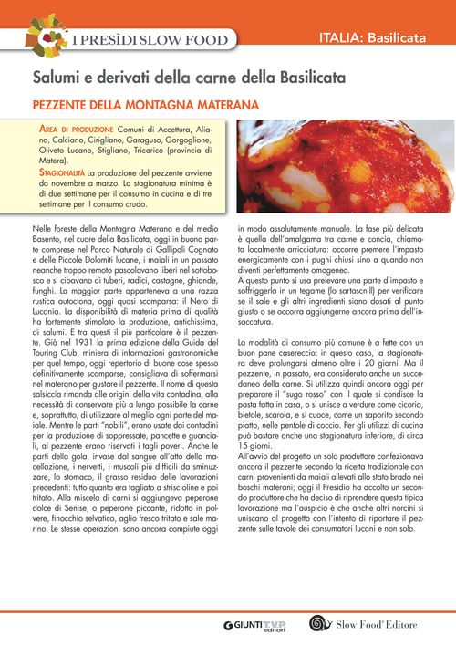 I presìdi Slow Food in Italia: salumi e derivati della carne della Basilicata