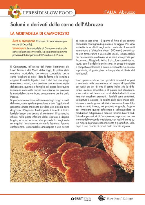 I presìdi Slow Food in Italia: salumi e derivati della carne dell'Abruzzo