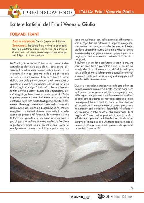 I presìdi Slow Food in Italia: latte e latticini del Friuli Venezia Giulia