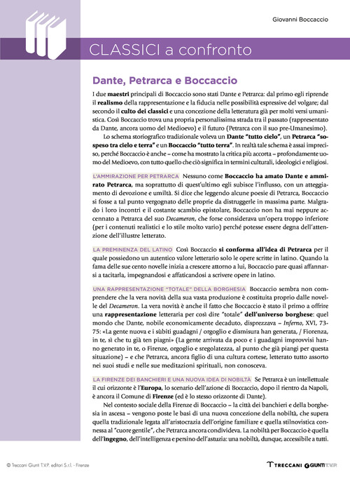 Classici a confronto – Dante, Petrarca e Boccaccio
