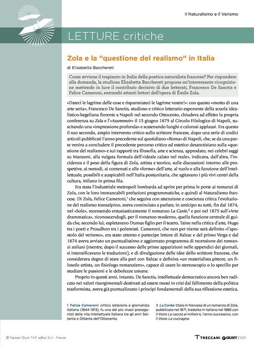 Elisabetta Bacchereti, Zola e la “questione del realismo” in Italia