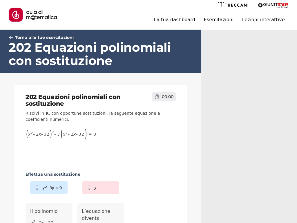 Esercizio 202 - Equazioni polinomiali con sostituzione