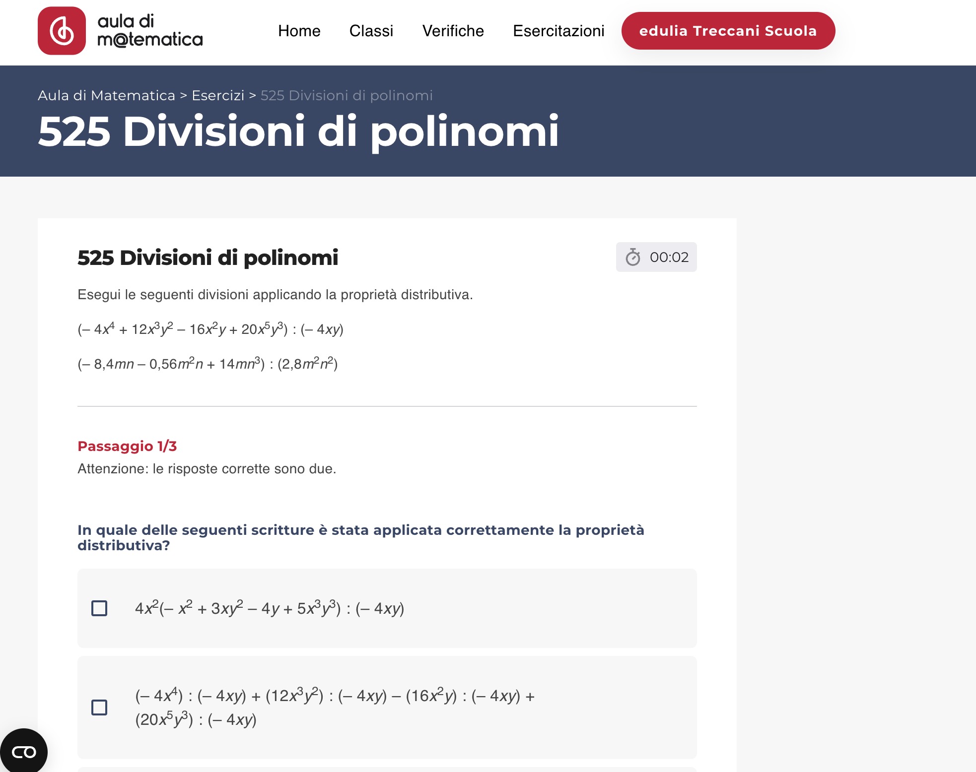 Esercizio 525 - Divisioni di polinomi