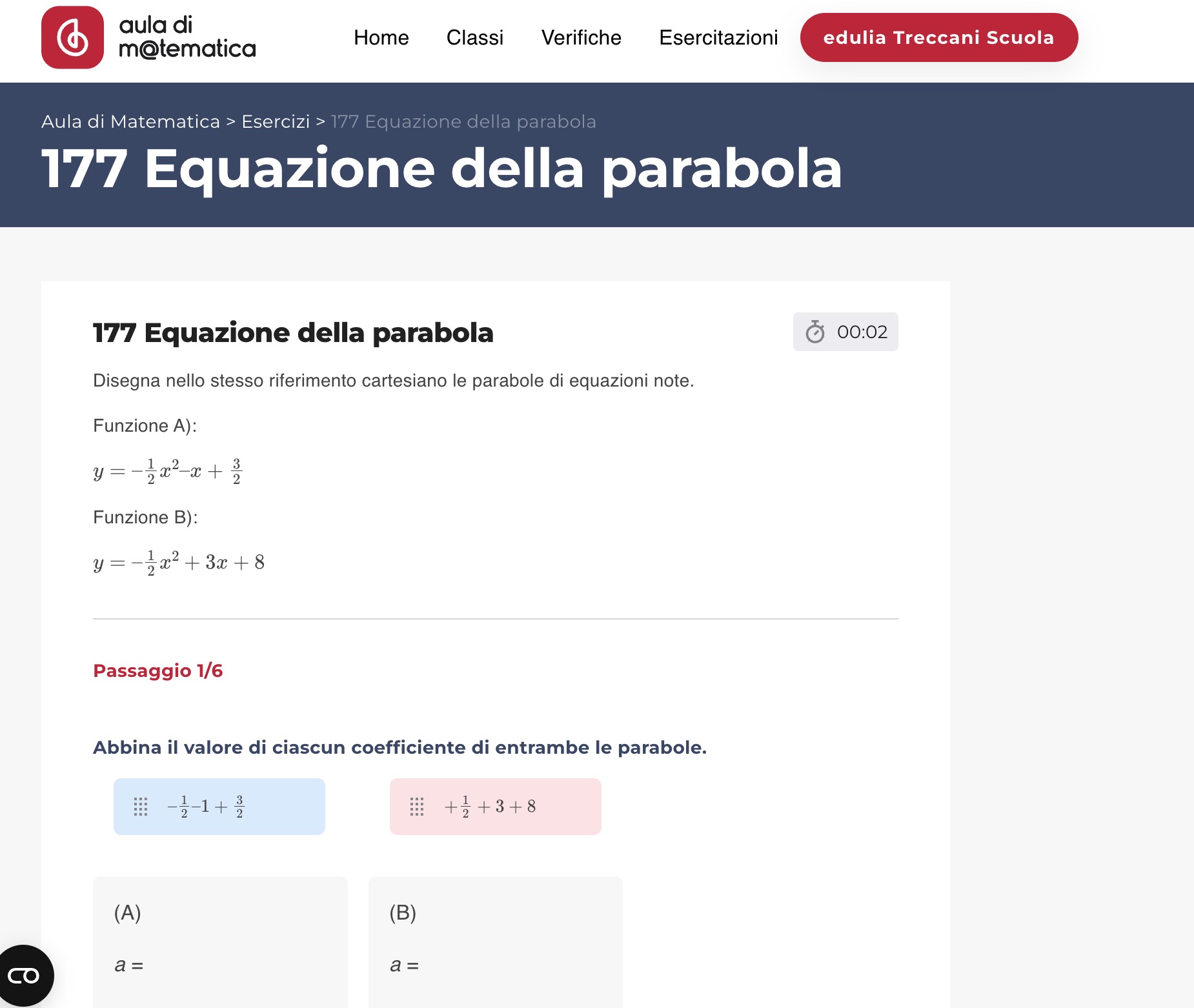 Esercizio 177 - Equazione della parabola