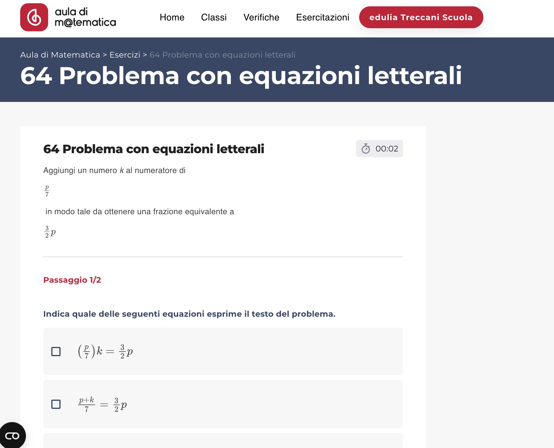 Esercizio 64 - Problema con equazioni letterali