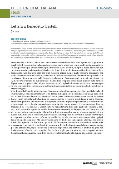 Lettera a Benedetto Castelli (Lettere)