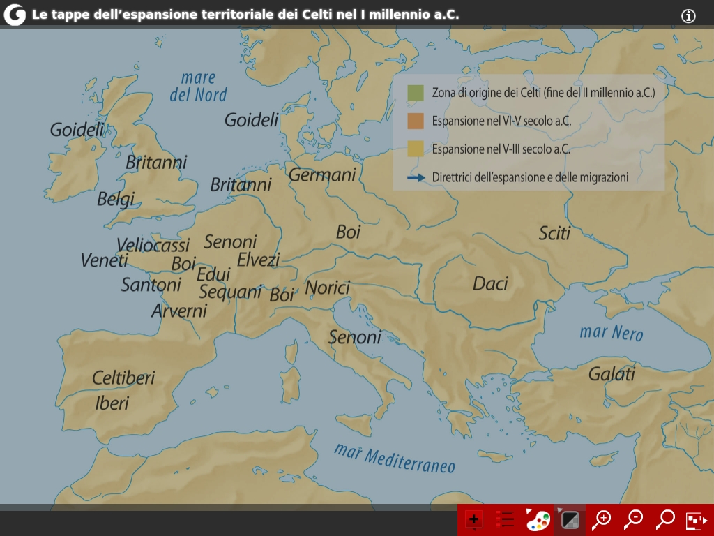 Le tappe dell'espansione territoriale dei Celti nel I millennio a.C.